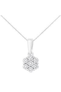 1/2 cttw Prong Set Round-Cut Diamond 7 Stone Floral Cluster Necklace